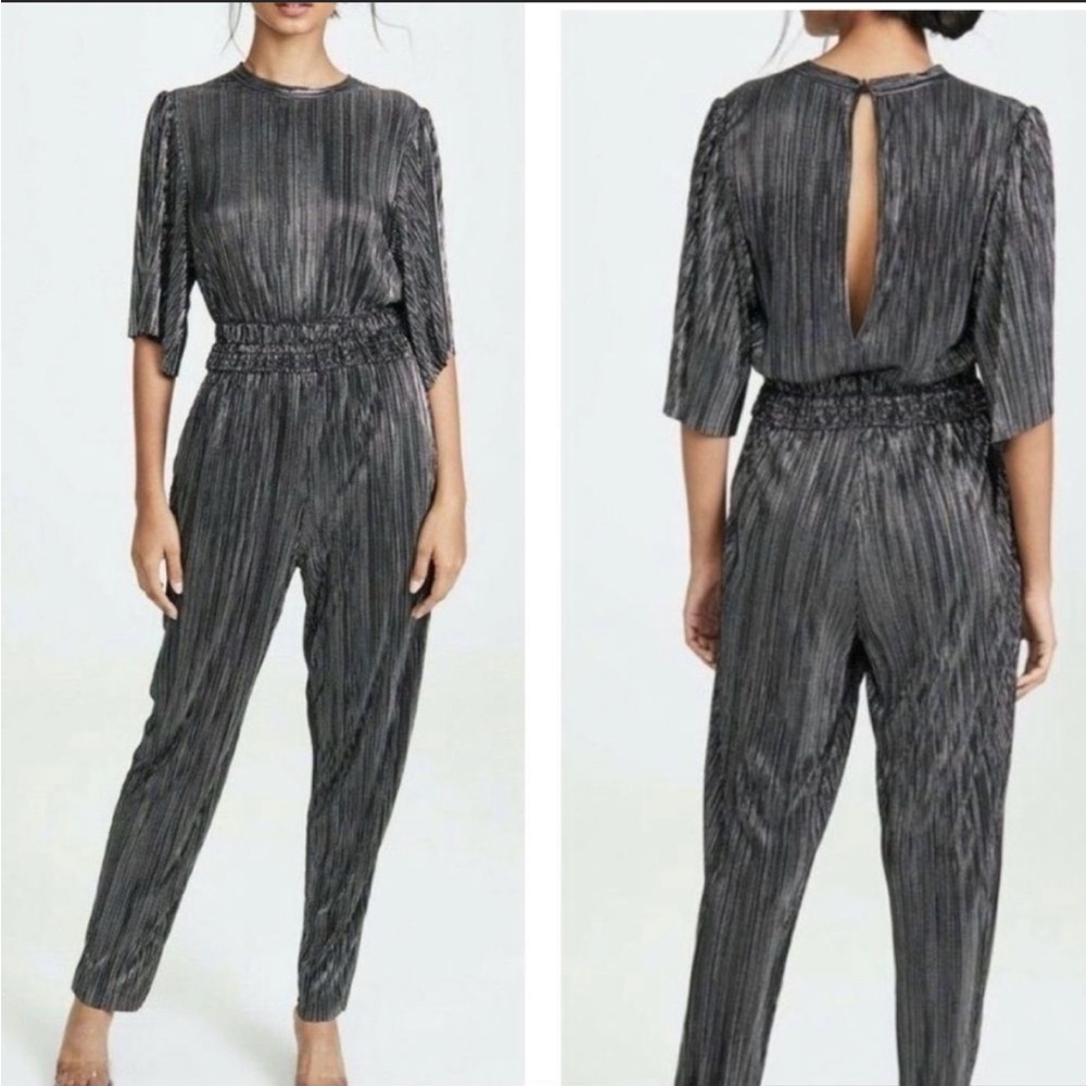 IRO Chimbote Metallic Plissé-Satin Jumpsuit